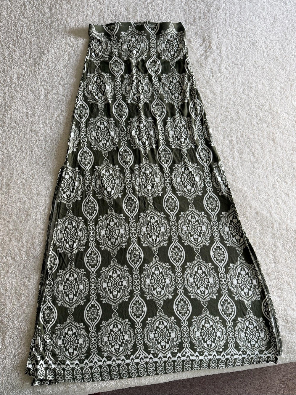 Charlotte Russe Olive Green Medallion Maxi Skirt